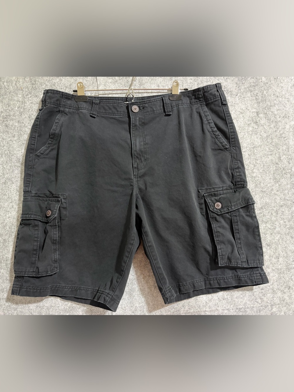 urban pipeline Black Cargo Shorts with Button-Flap Pockets